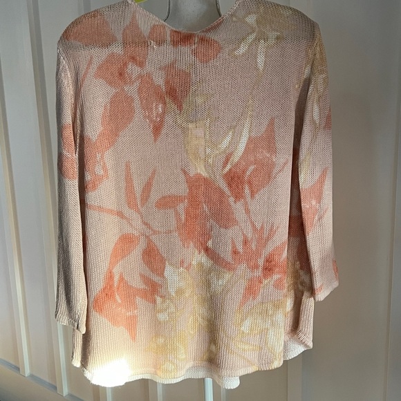 Chico's Linen & Cotton Knit Sweater in Peach and Cream - Picture 7 of 12